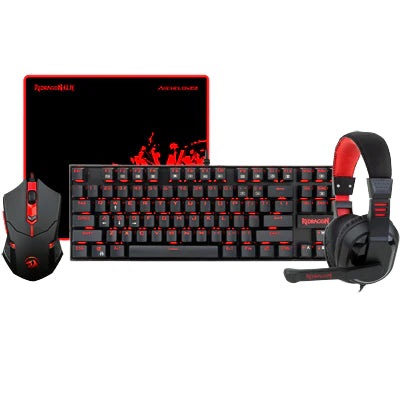 REDRAGON K552-BB KEYBOARD, M601 MOUSE, P001 MOUSEPAD AND H120 HEADSET COMBO SET (4 IN 1)